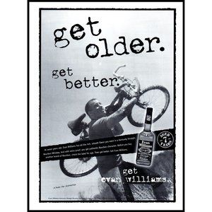 1998 Evan Williams Kentucky Bourbon Whiskey Vintage Print Ad Mountain Bike Art